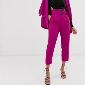 Pink paper bag trousers